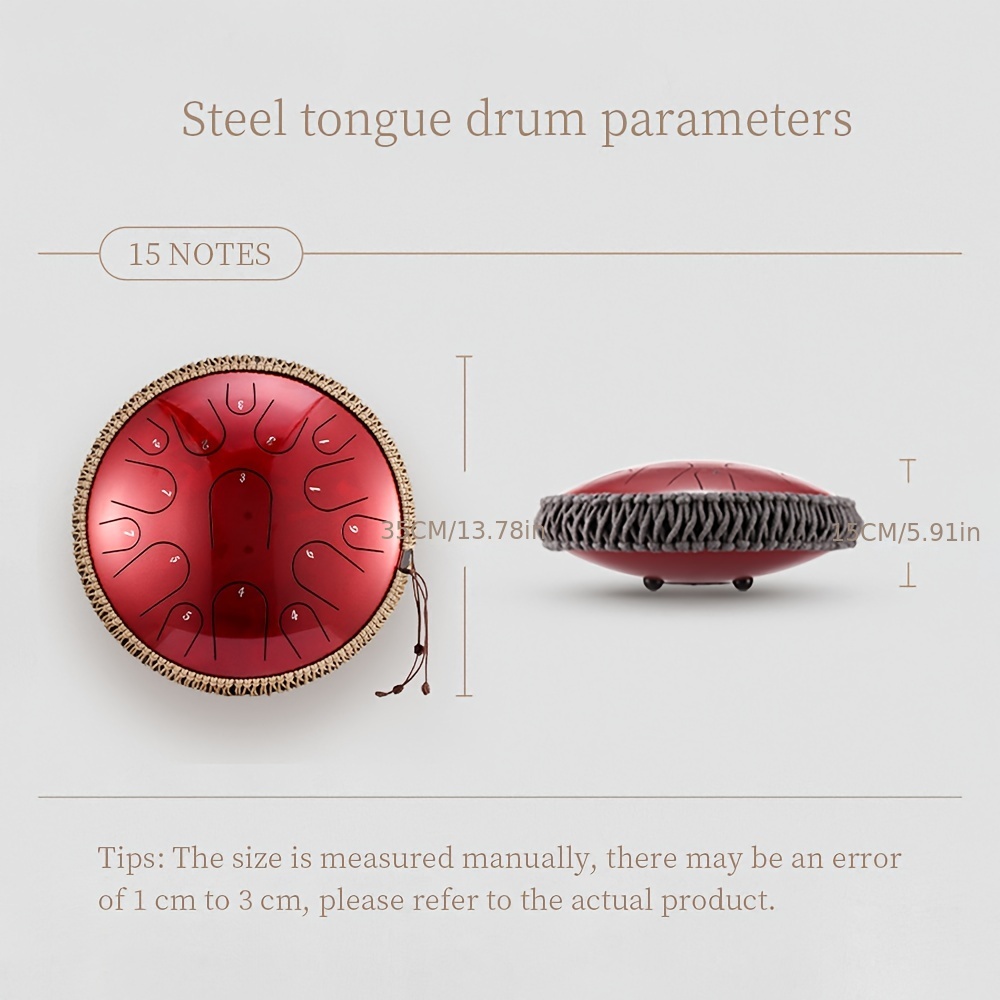  Steel Tongue Drum,15 Notes 14 inch D-Key Handpan