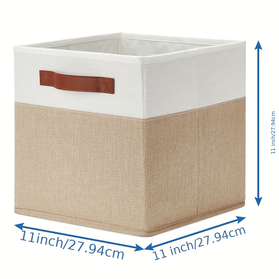 4pcs Cube Storage Box Fabric Basket With Handles Foldable Organizer 11 Inch