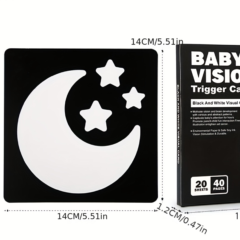 Lot de 20 cartes flash à contraste élevé pour bébés - 40 pages - 21,3 x  21,6 cm - Noir et blanc