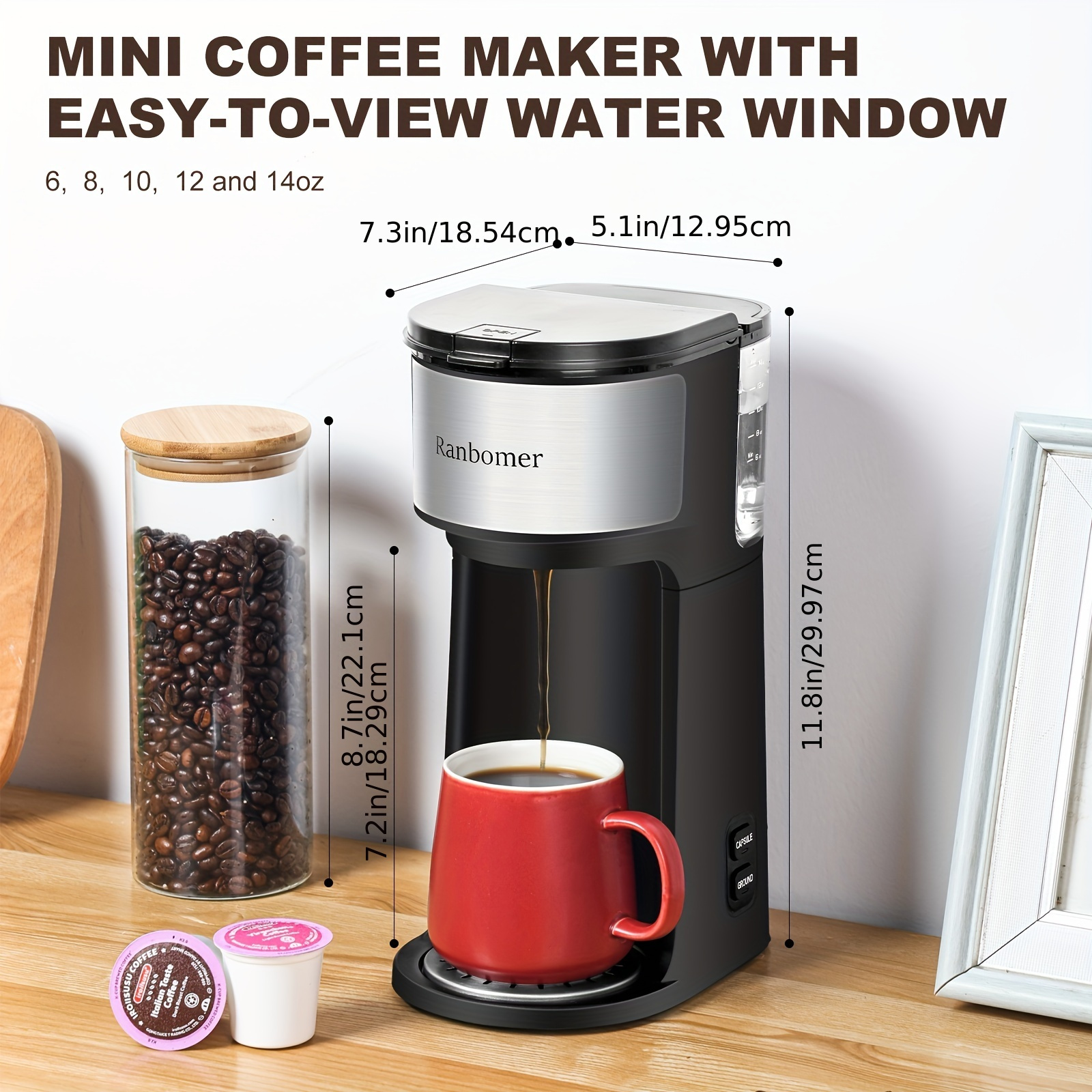 JAVASTARR Cafetera con molinillo integrado, molinillo de café y máquina  todo en uno, cafetera de grano a taza, capacidad de 12 a 15 onzas,  tecnología de presión de vapor de 12 a 15 onzas : Hogar y Cocina 