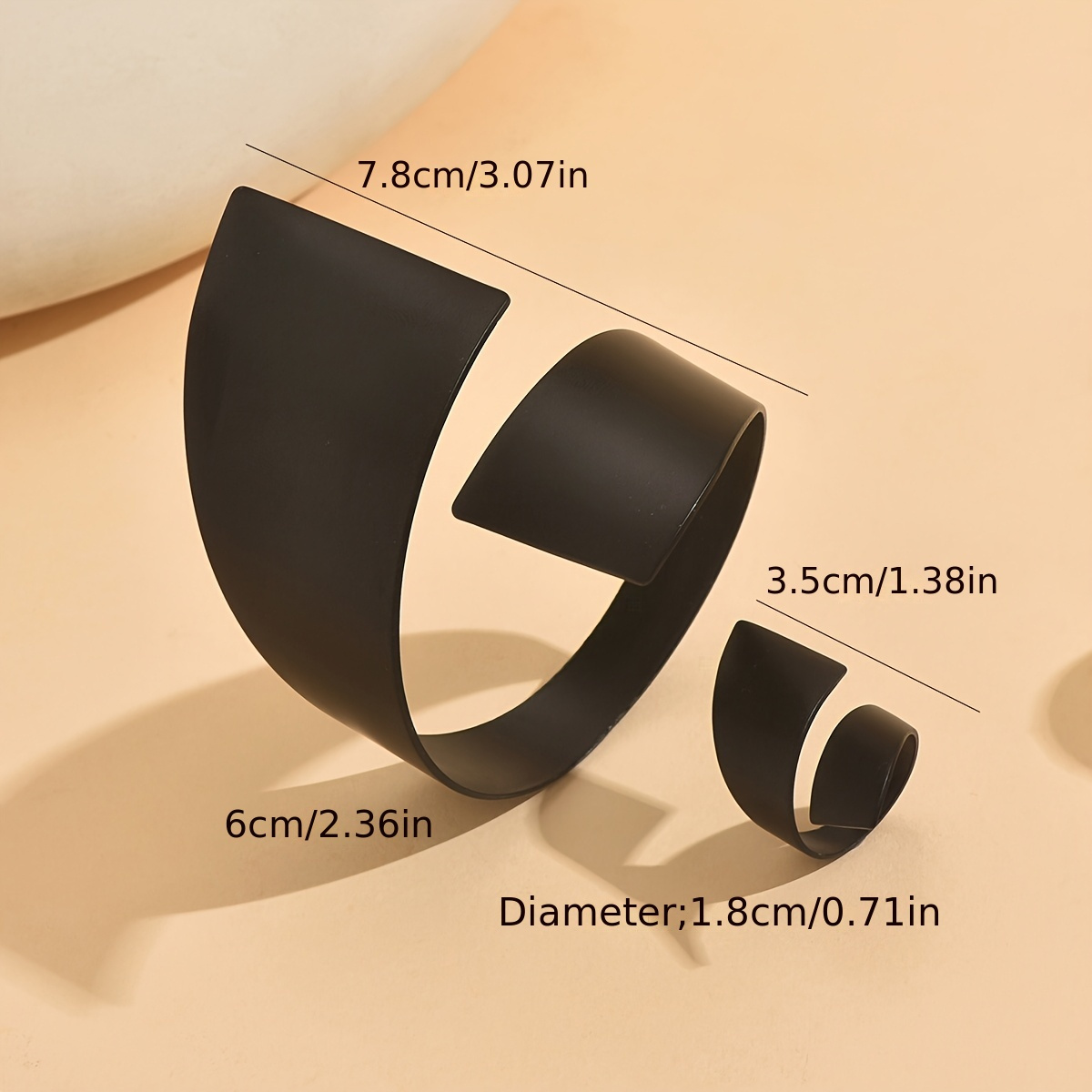 2pcs Western Border Black Irregular Ring Set