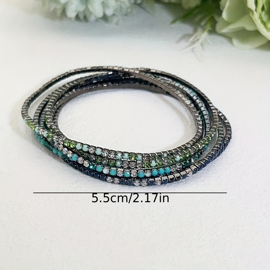 Colorful Rhinestone Studded Bracelet for Women - Pack of 5