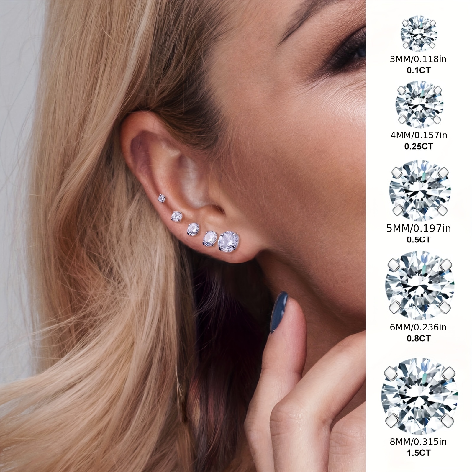 2 Pairs Flat Back Earrings for Women | Cartilage Earring | Stainless Steel  Earrings | Titanium Earrings | Nickel Free Hypoallergenic Earrings | Cubic