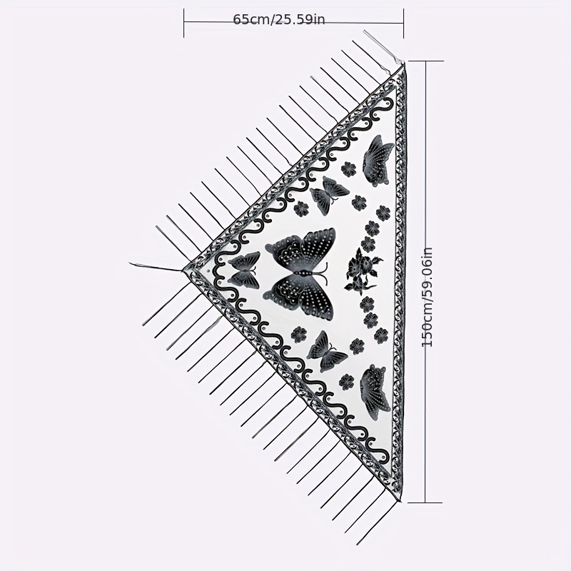 Butterfly Embroidered Tassel Shawl Triangle Scarf Lace Wrap for Party