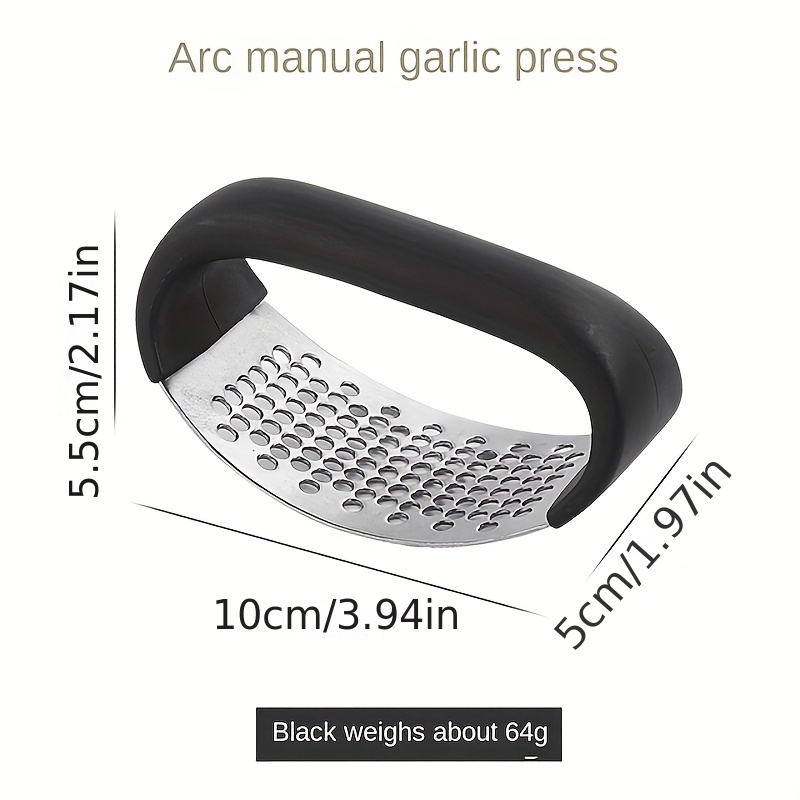 Manual Garlic Press, Black Stainless Steel Garlic Crusher