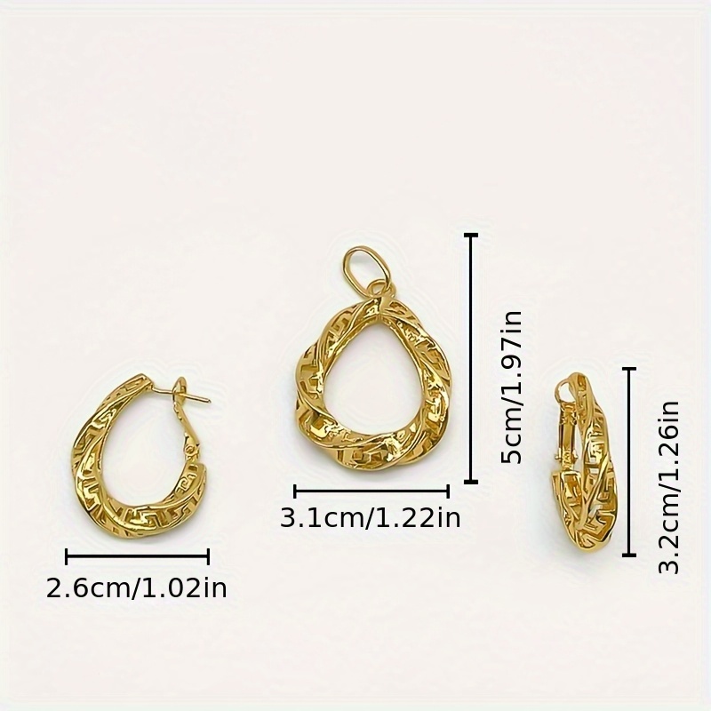 Geometric Jewelry Set - Earrings, Necklace & Pendant