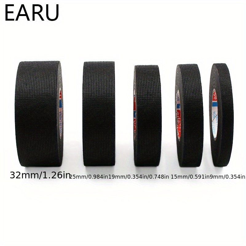 15Meters/49.2ft High-Temperature Resistant Automotive Electrical Tape - 9/15/19/25mm Wide, Black Adhesive Fabric Tape for Wiring Harness, Cable Protection & Heat Shielding, Durable Automotive Electrical Tape for Car, Truck, Motorcycle, Automotive Electrical Tape, Vehicle Electrical Protection, Flexible Electrical Tape, Heatresistant Material