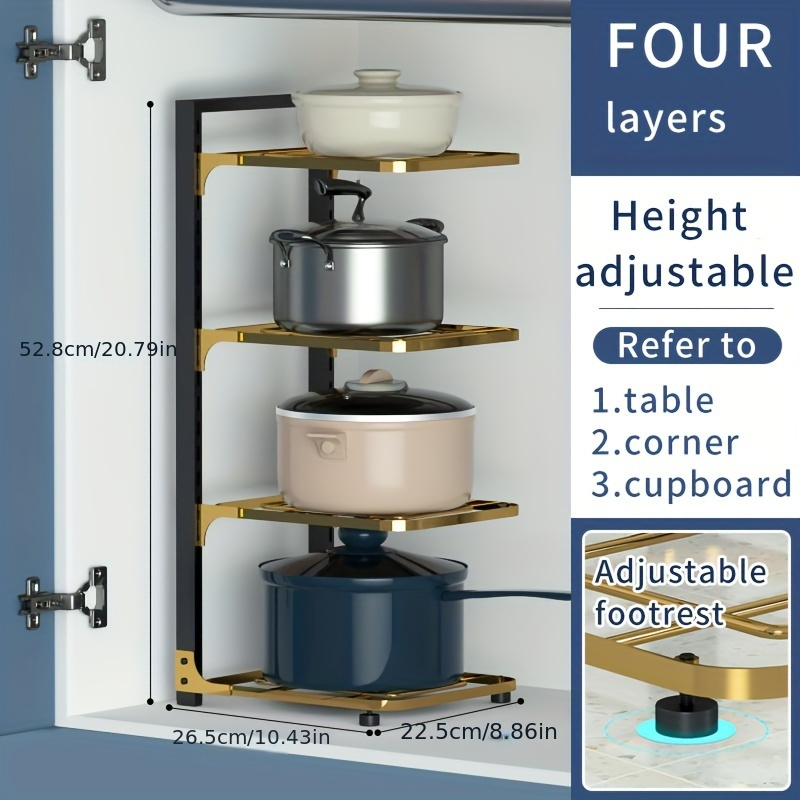 Pot And Pan Organizer Rack For Under Cabinet Heavy Duty - Temu