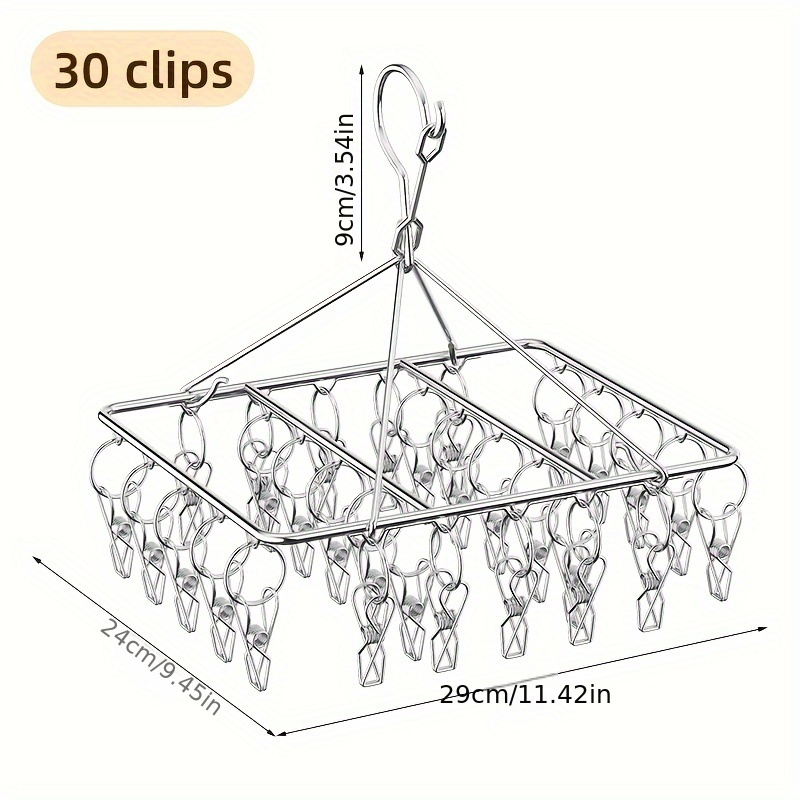 stainless steel sock drying rack with 20 30 40 clips windproof swivel hook hanger for socks bras underwear essential laundry accessory details 12