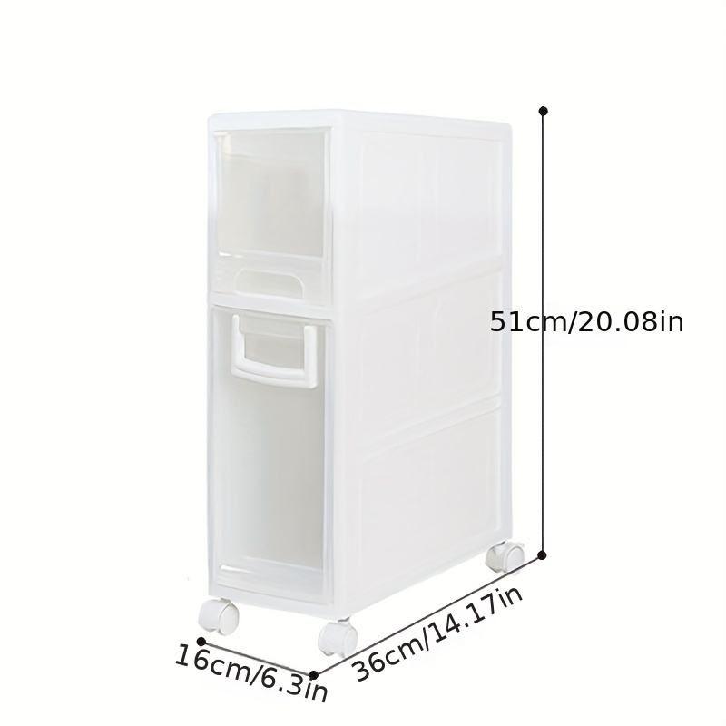Narrow Side Cabinet Shelf Crevice Storage Waterproof Cabinet Toilet Storage  Rack with Wheels, with Storage Toilet Paper, Detergent, Bathroom Kitchen
