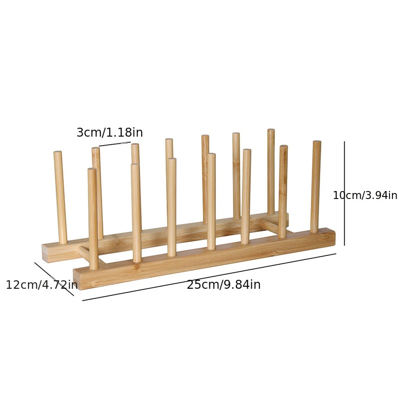 Bamboo Kitchen Organizer Plate Bowl Cup Pot Lid Cutting Board Drain Rack