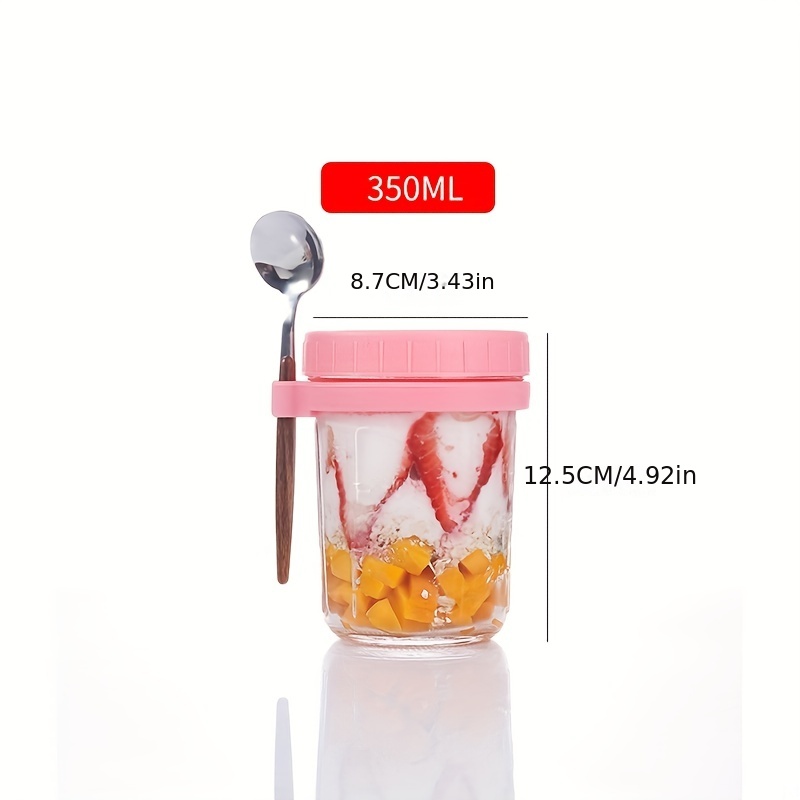 1PC 350ml Overnight Oatmeal Container With Lid And Spoon, Large