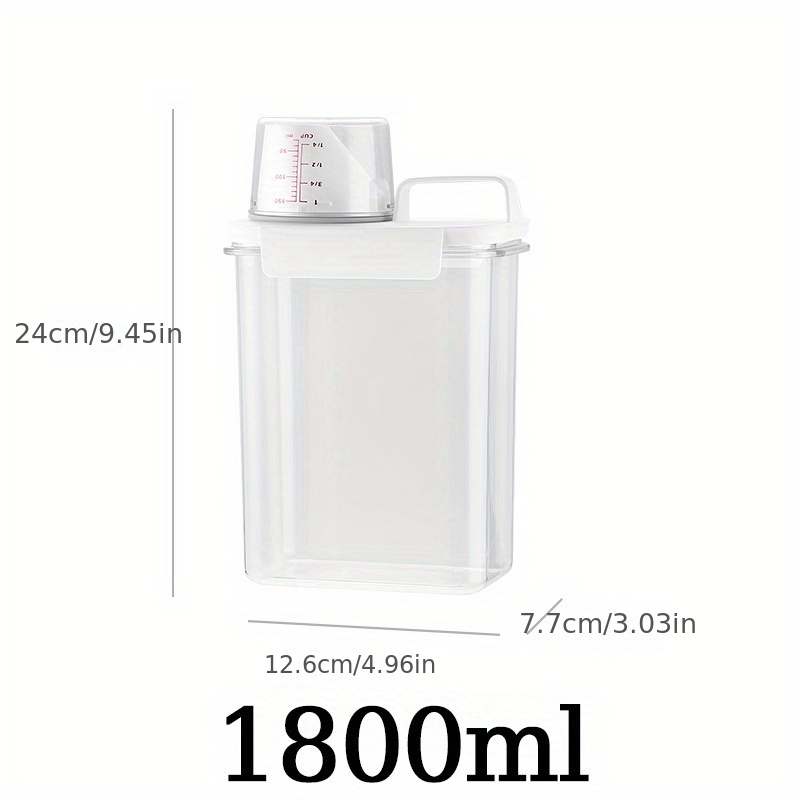 Airtight Laundry Detergent Powder Storage Box Clear Washing Powder  Container with Measuring Cup Multipurpose Plastic Cereal Jar
