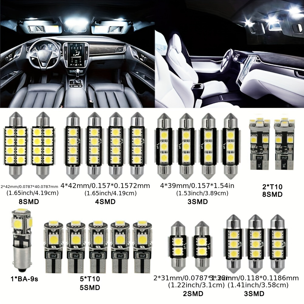 

23-piece Car Interior White Led Bulb Dome Trunk Door Replacement Light Kit