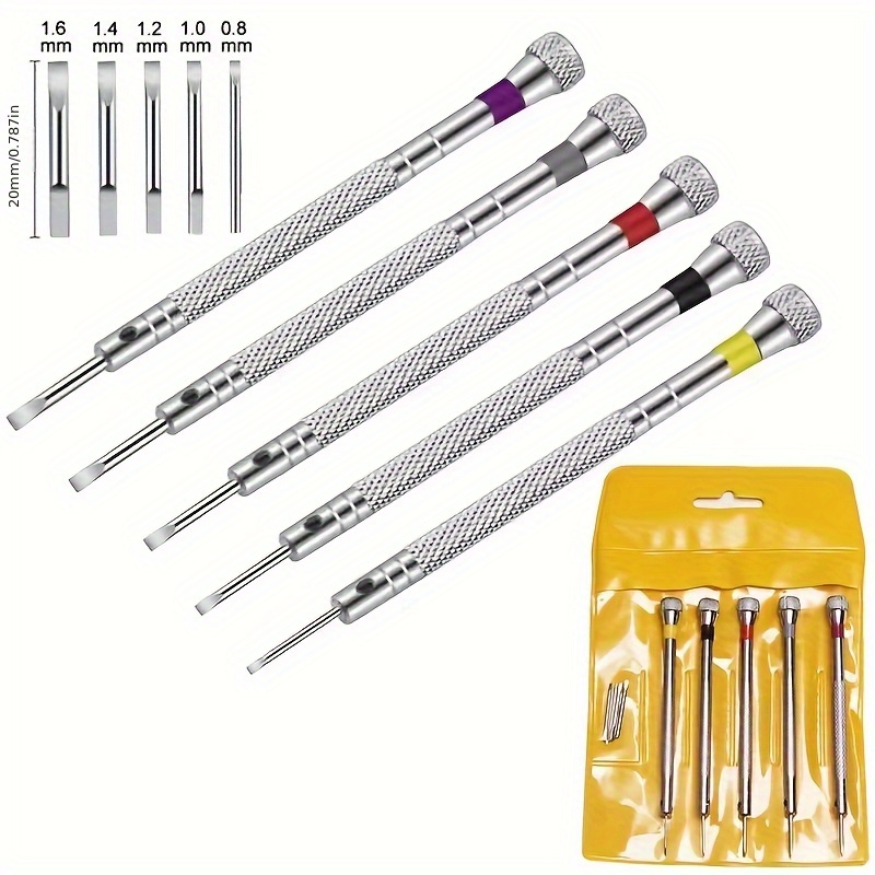 Image of 0.8-1.6mm Screwdriver For Watch Repairing Portable Watch Tools Band Removal With Pins Watchmaker Tools 5pcs/set