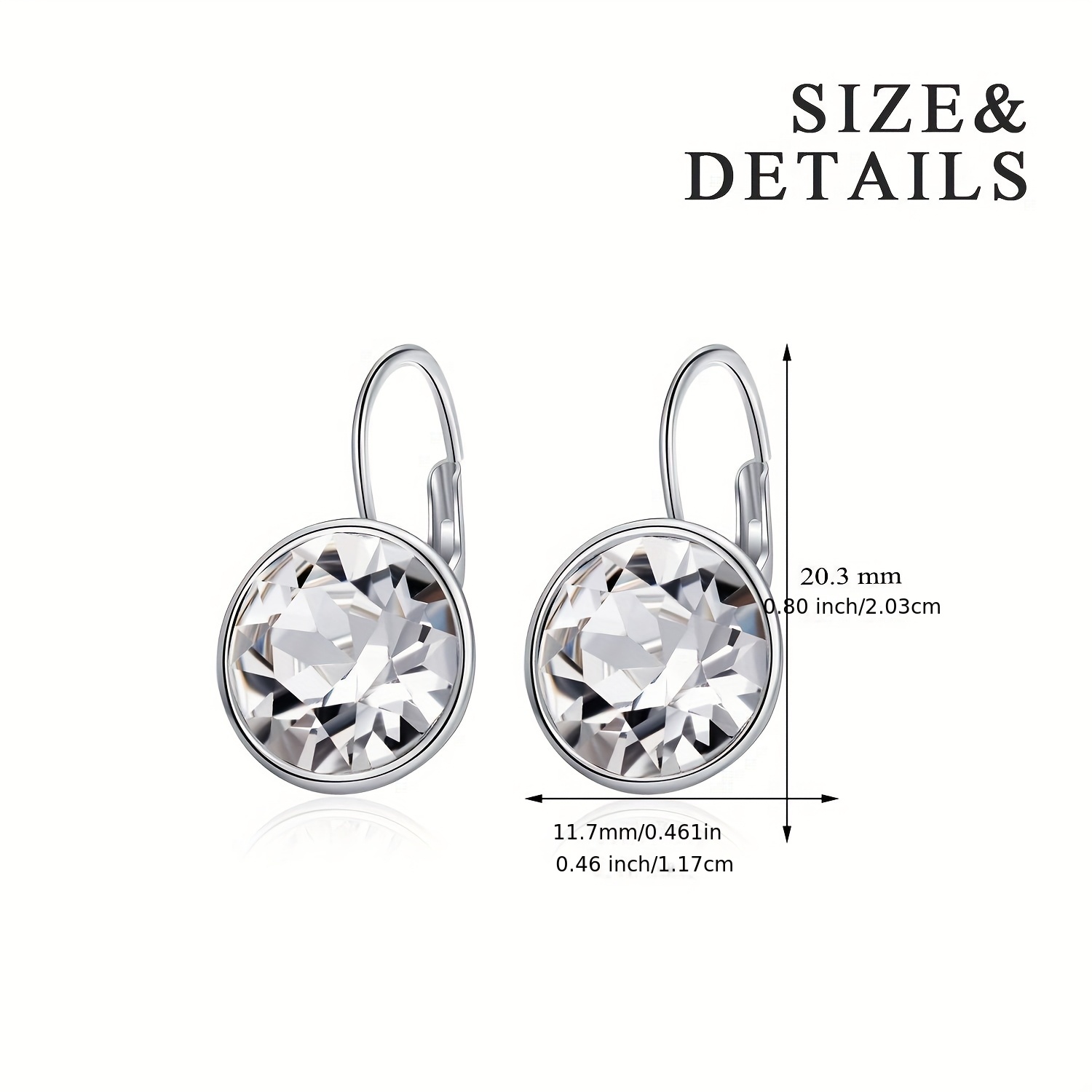 s925 sterling silver   embellished with artificial crystal pierced leverback cushion cut earrings fine jewelry gifts for women best for christmas Product details 1