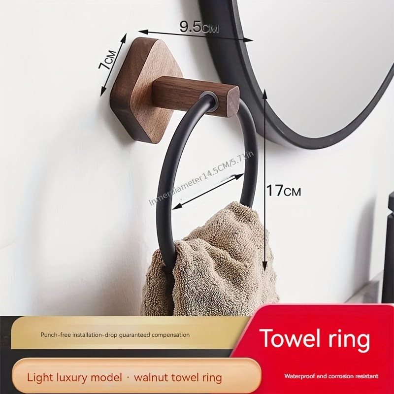 Punch free Walnut Bathroom Towel Ring Beech Bathroom Towel - Temu