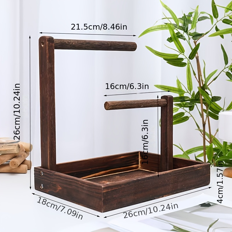 Image of 1pc Wooden Jewelry Organizer Stand - Display For Necklaces, Bracelets, Watches, - Rectangular Wood Jewelry , No Needed, Jewelry Towers