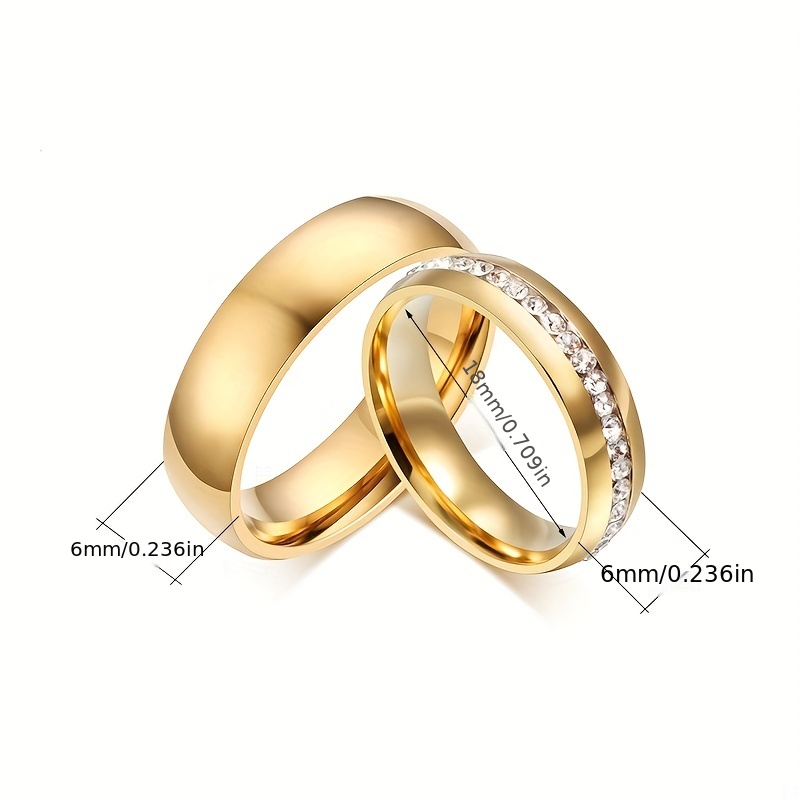 Fashion Stainless Steel Rings, Couple Ring, Simple Rhinestone