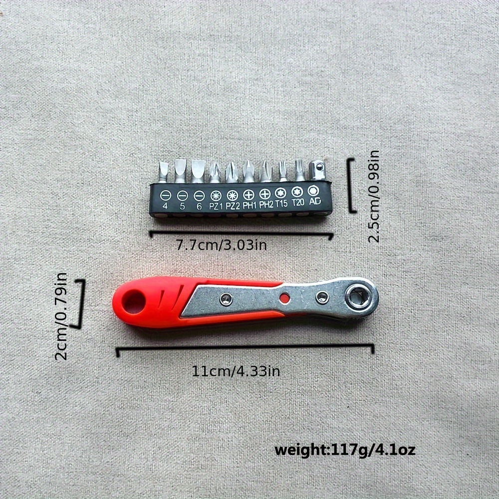 36 tooth mini ratchet screwdriver set with l shaped wrench narrow space repair steel multi bit tool kit with socket heads no   manual operation red Product details 1