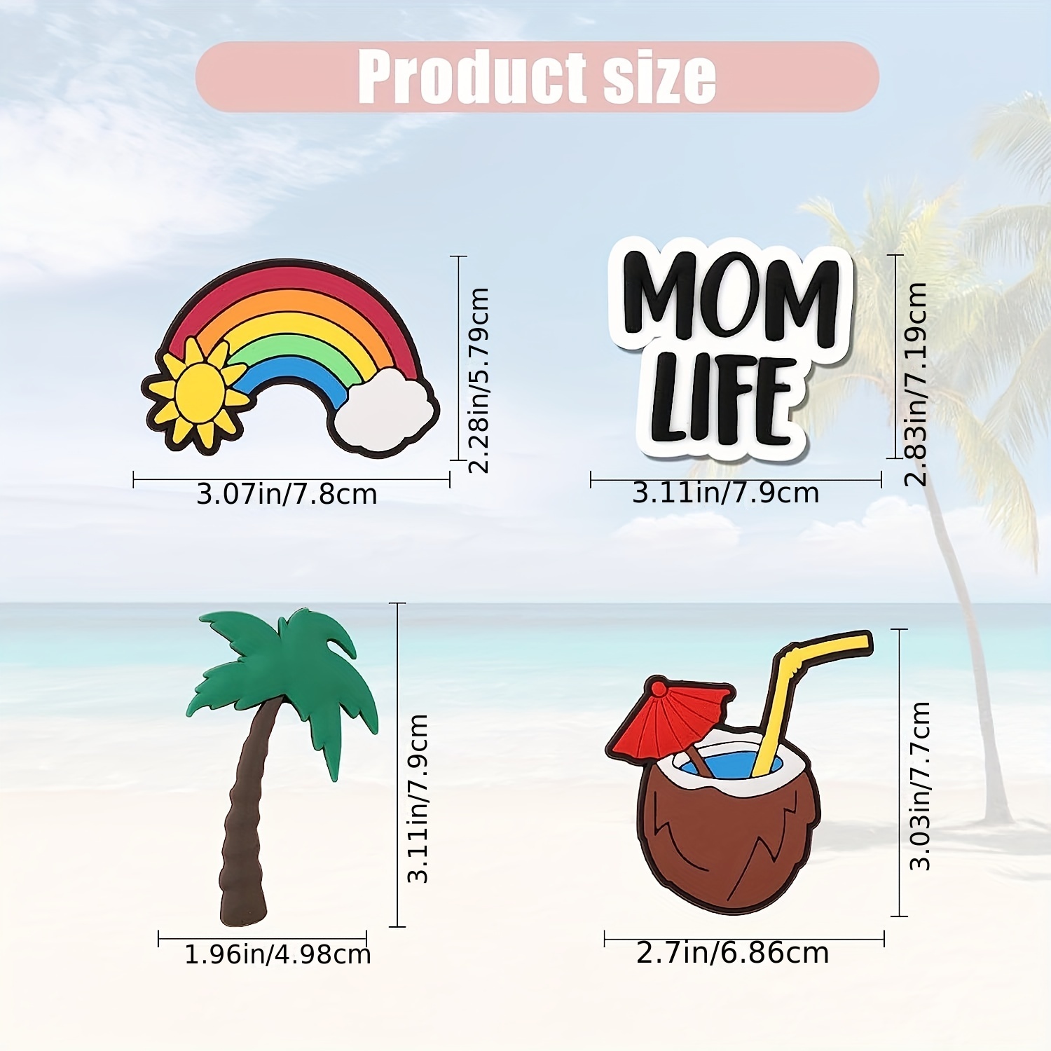 3-6Pcs Cartoon Charms for Beach Bag, Creative Silicone Accessories