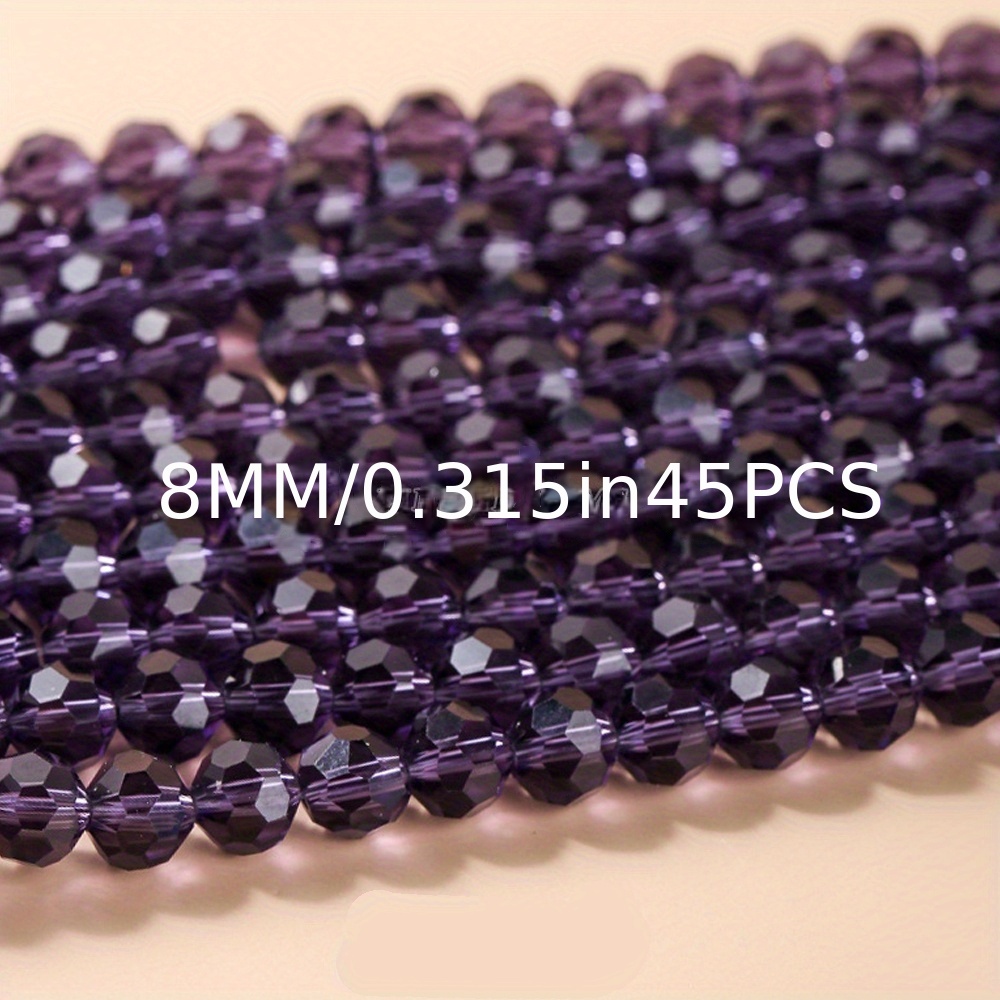 45Pcs 8mm Two-Colors Bracelets Beads Crystal Glass Round Loose Spacer Beads  For DIY Making Earring Necklace Jewelry Accessories