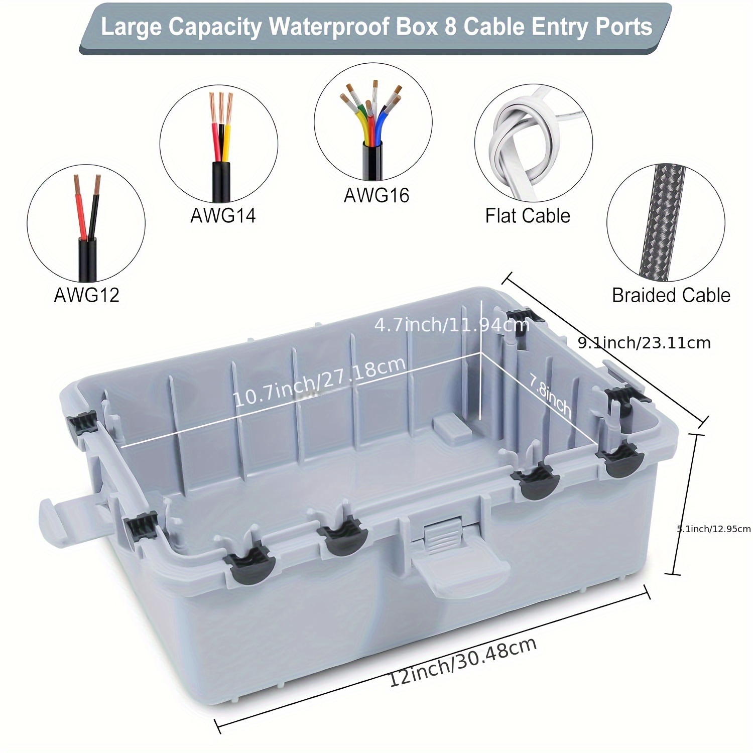 DUBUOZA Scatola Stagna Elettrica da Esterno IP54 Scatola per Cavi Impermeabile 26.1×15×9.4CM Per la protezione di prese e prolunghe