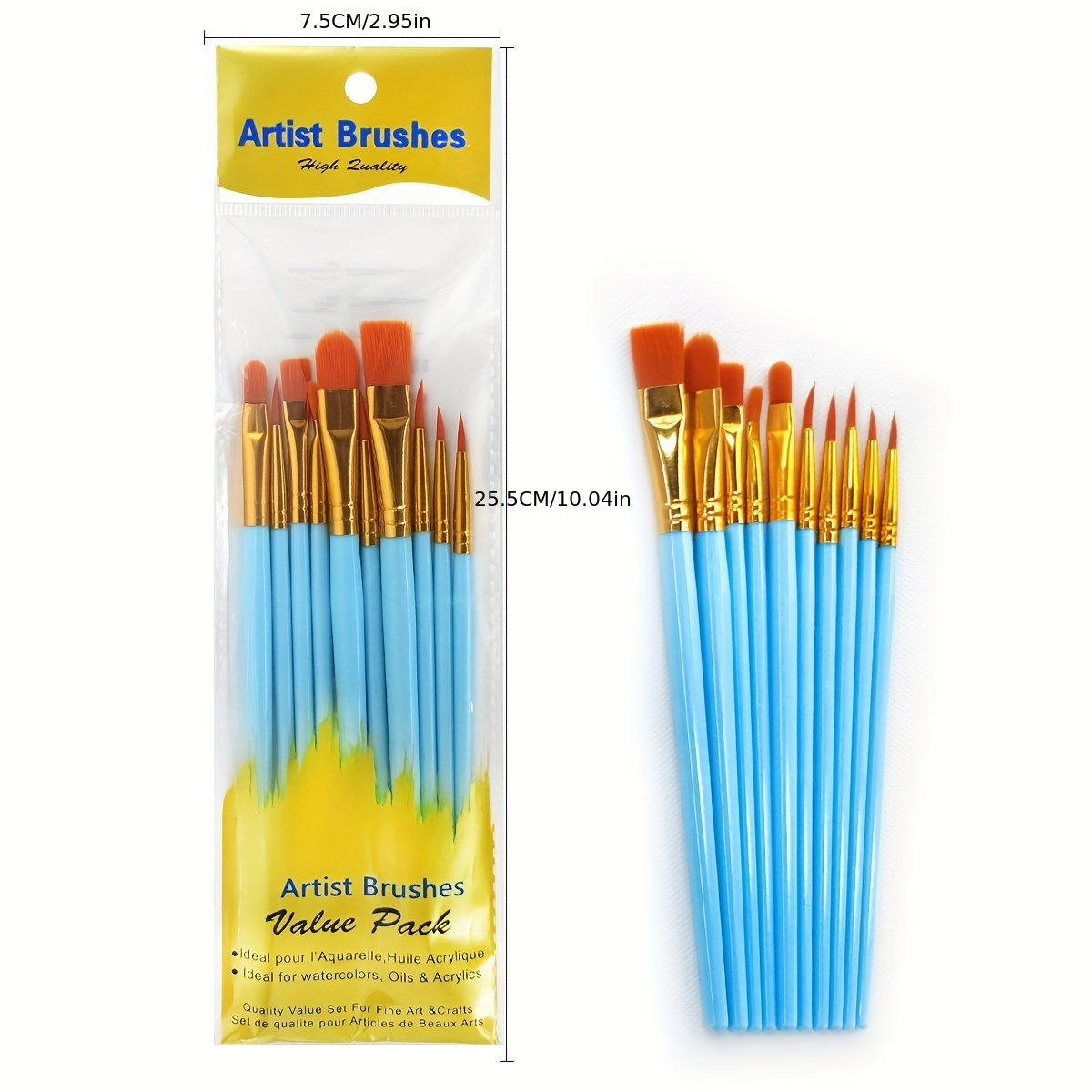 Artist Round Watercolor Paint Brushes Set Professional Nylon - Temu