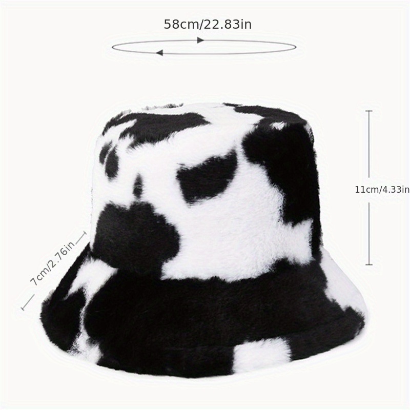 Women's Cow Print Faux Fur Bucket Hat