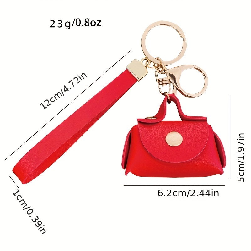 Mini Bag Bracelet Keychain Cute Pu Leather Coin Purse Card Holder Backpack  Car Key Charm Earbud Case Accessory Women Girls Gift - Temu