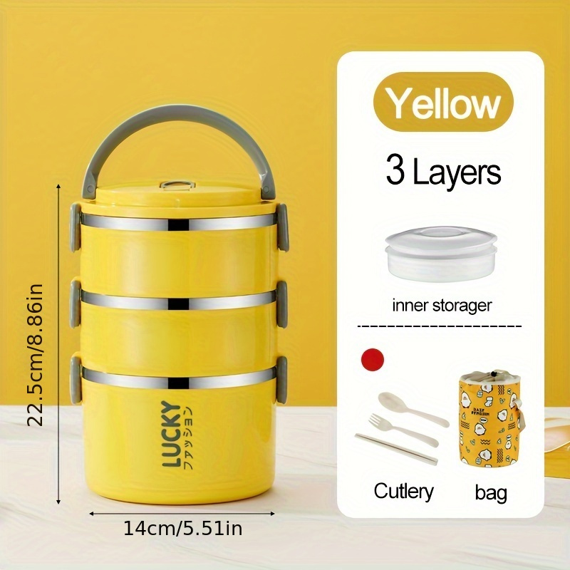 Insulated Stainless Steel Lunch Box With Yellow Duck Pattern - Temu