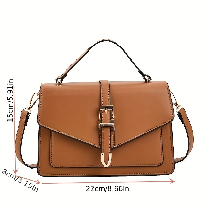 Small Ladies Square Leather Side Bag Purse Shoulder Handbags for Women, Brown