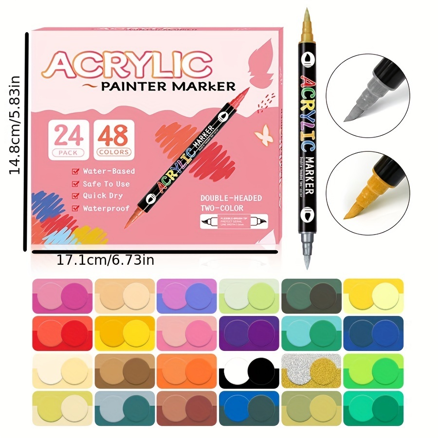 Buy 24 Pack Dual Brush Pen Art Markers - Colored Fine Tip Markers