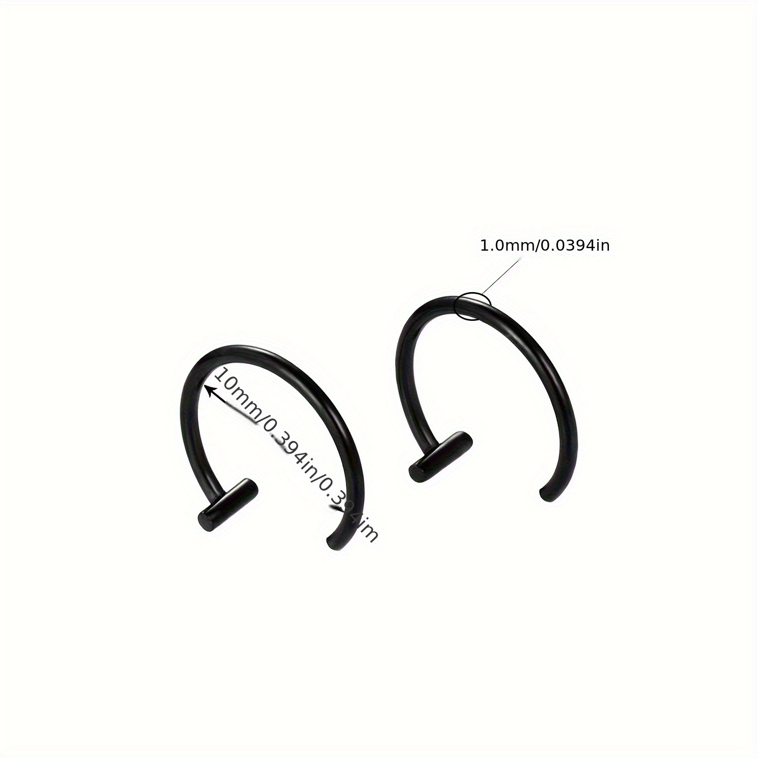 2pcs C-Shaped Stainless Steel Lip Rings, Punk Style