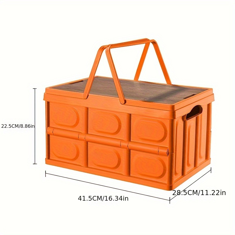 TEMU Foldable Picnic Camping Storage Box With Large Capacity, Plastic Clothes Organizing Box, Clothing Storage Box, Car Trunk Organizer, Hand-held