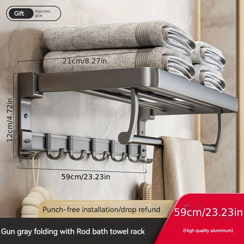 Space Aluminum Towel Rack Free punching Bathroom Shelf Temu