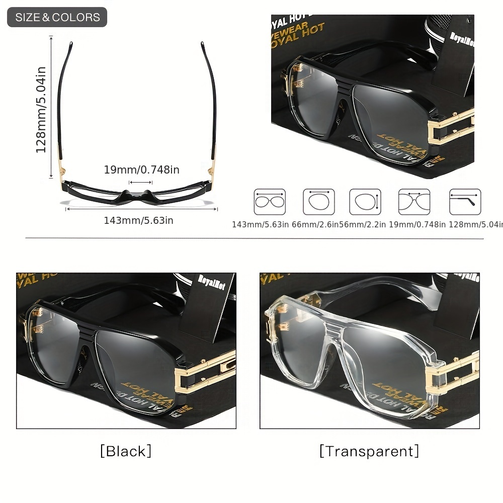 Trendy Cool Sunglasses Large Square Frame Metal Sunglasses With Spring  Hinges Gradient Colors Sunglasses For Men Women Driving Party Holiday  Decors, Today's Best Daily Deals