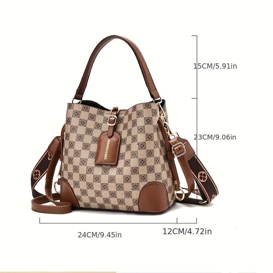 Retro Letter Pattern Bucket Bag, Classic Shoulder Bag, All-match Crossbody  Bag For Women - Temu