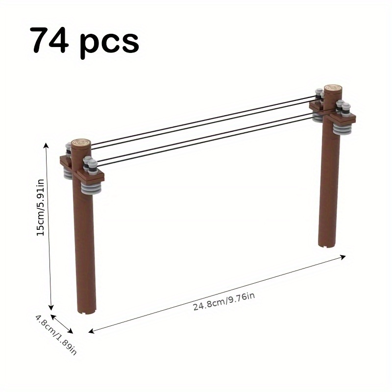 Image of Moc Small Particle Building Blocks, Electric Poles Urban Buildings Road Columns Lines Train Tracks Scene Expansion, Assembled Toys Suitable For All Festival Gifts