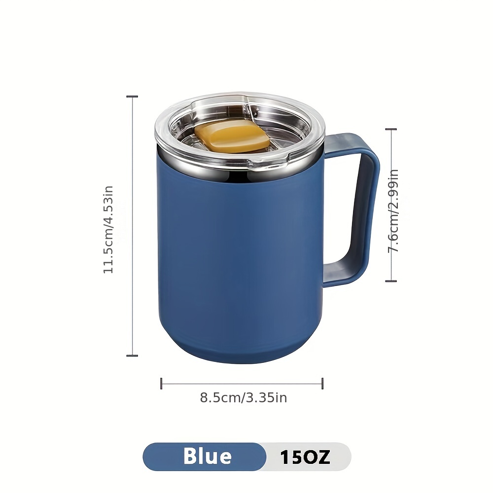 Insulated Coffee Mug Stainless Steel Coffee Mug with Lid Handle Double Wall  Vacuum Travel Mug Camping Tumbler Cup Men Women 15.2 oz