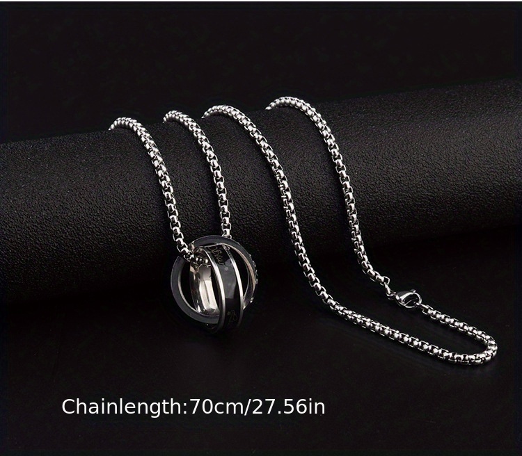 1pc Stainless Steel Interlocking Double Rings Pendant Necklace, Long  Sweater Chain, Punk Hip Hop Jewelry Accessories For Boys