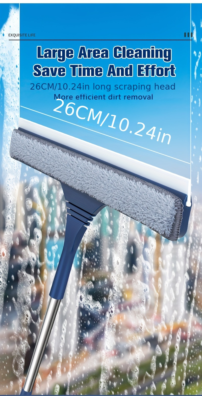 2 in 1 adjustable window cleaning brush squeegee extendable long handle flexible head for glass floor cleaning stainless   silicone details 3