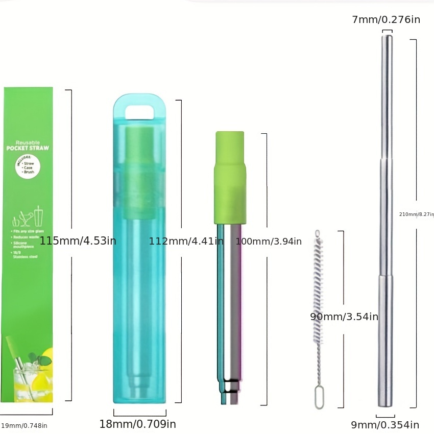 Portable Retractable Straw With Silicone Nozzle Portable - Temu