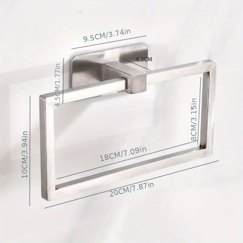 waterproof punch free towel ring modern ventilation wall mounted hand towel ring stainless steel 180 degree flip bathroom towel hanger household Product details 0
