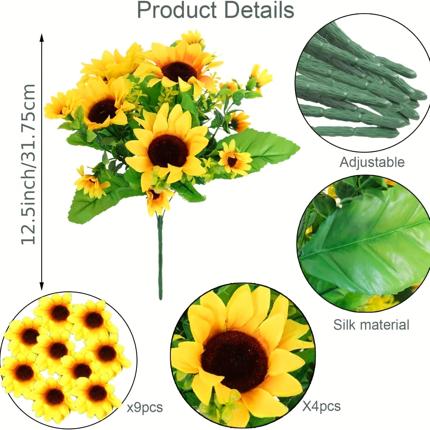 Clearance Sale!1Pc Bouquet Lifelike Artificial Sunflower Artificial Plastic  Sunflower Heads Home Party Decorations Props New
