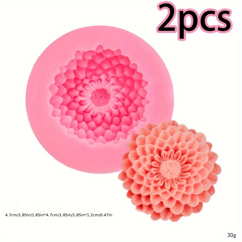 2pcs Chrysanthemum Silicone Molds Scented Candle Plaster Polymer Clay Tools Soap Flower Resin Molds