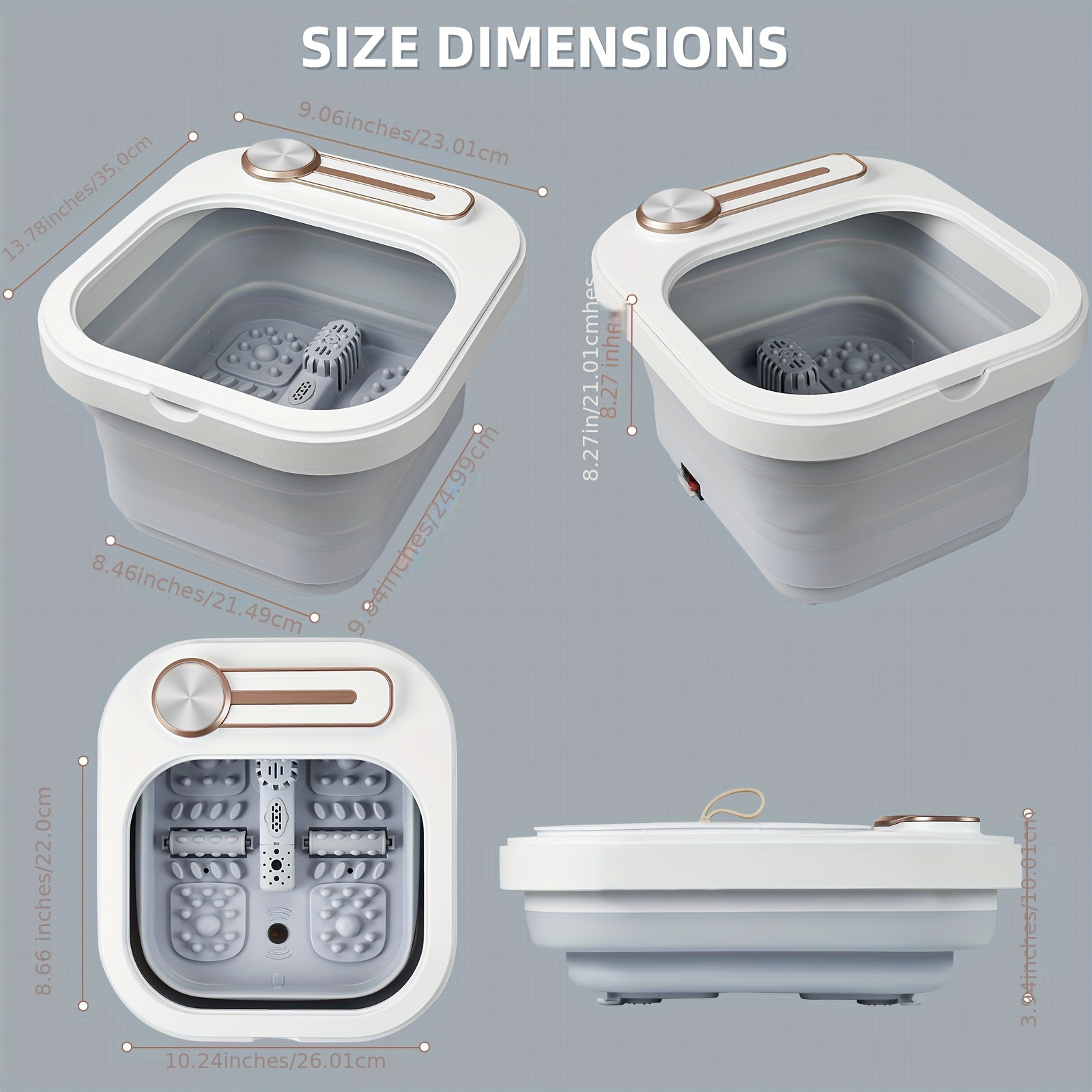 collapsible   spa bath with and bubbling function   scrub with pedicure tool   soak tub with non motorized roller massage to relax the feet details 3