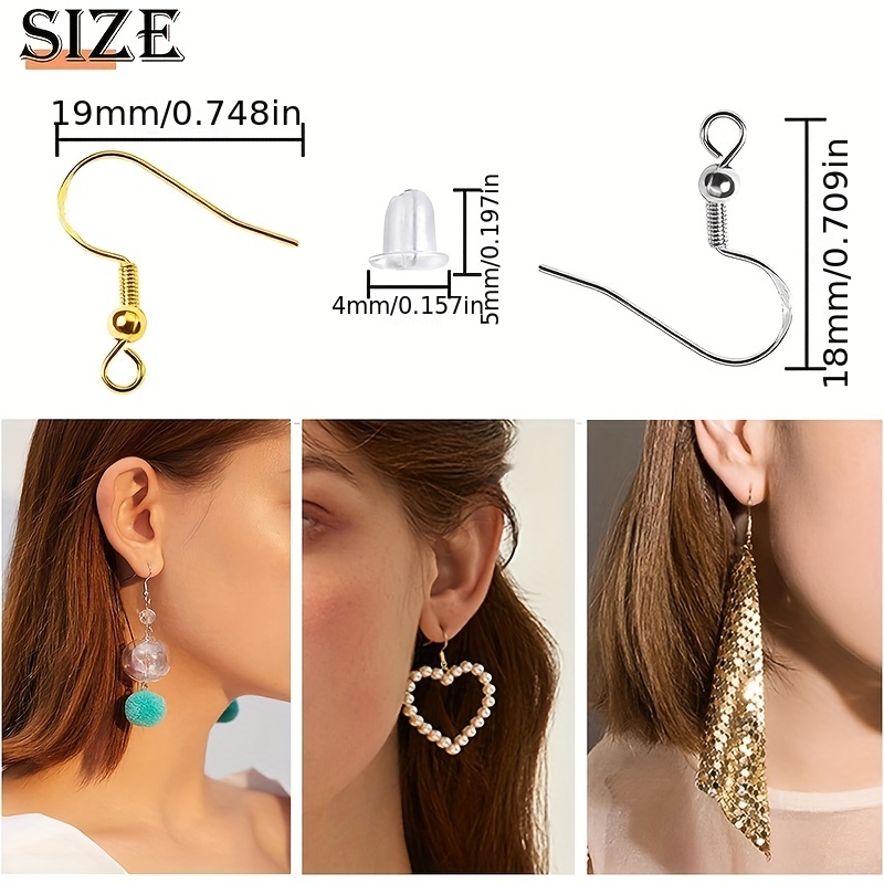 925 Sterling Silver Earring Hooks 150 PCS/75 Pairs,Ear Wires Fish  Hooks,500pcs Hypoallergenic Earring