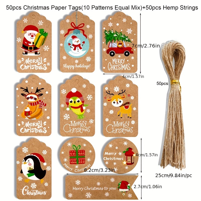 Party-Poter Christmas Gift Tags 150pcs Christmas Gift Tags with String Attached Xmas Gift Tags for Presents Holiday Name Tag Labels for Christmas