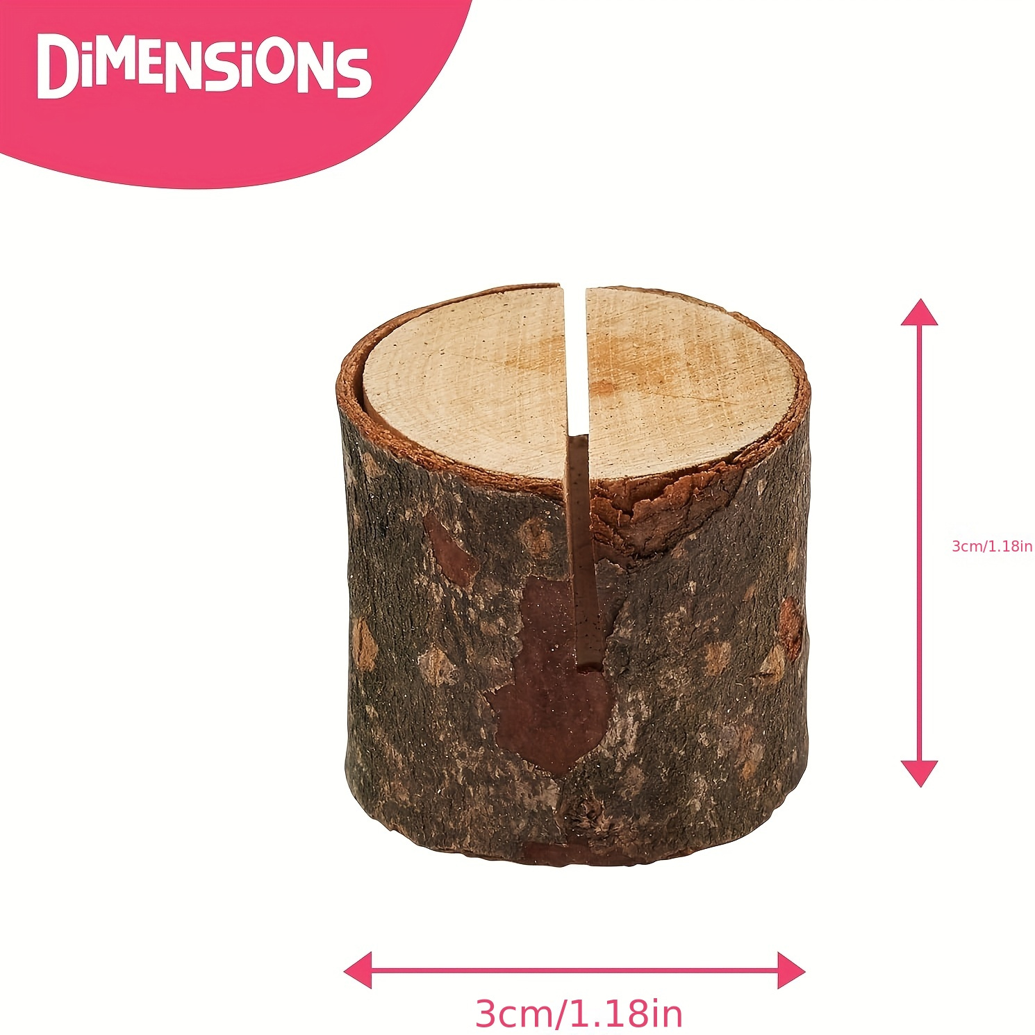 TEMU Cosansys 30pcs New Card Holders, Rustic With Wooden Bark Table Card Holder, Number Photo Stand Name Holder For Wedding Party 30pcs-set